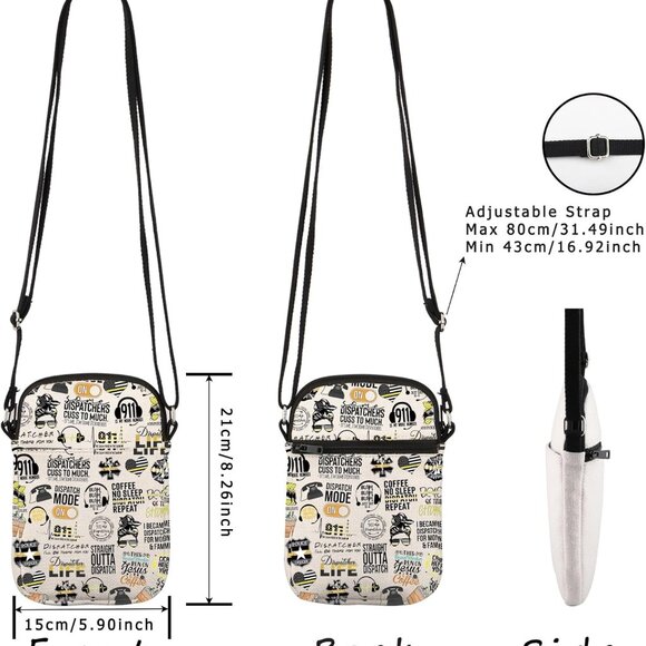 Multifunctional 911 Dispatcher Quote Crossbody Bag - Lightweight Zipper Design - Picture 2 of 7